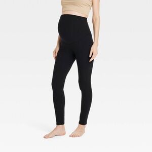 NWT Over Belly Knit Maternity Leggings Black M